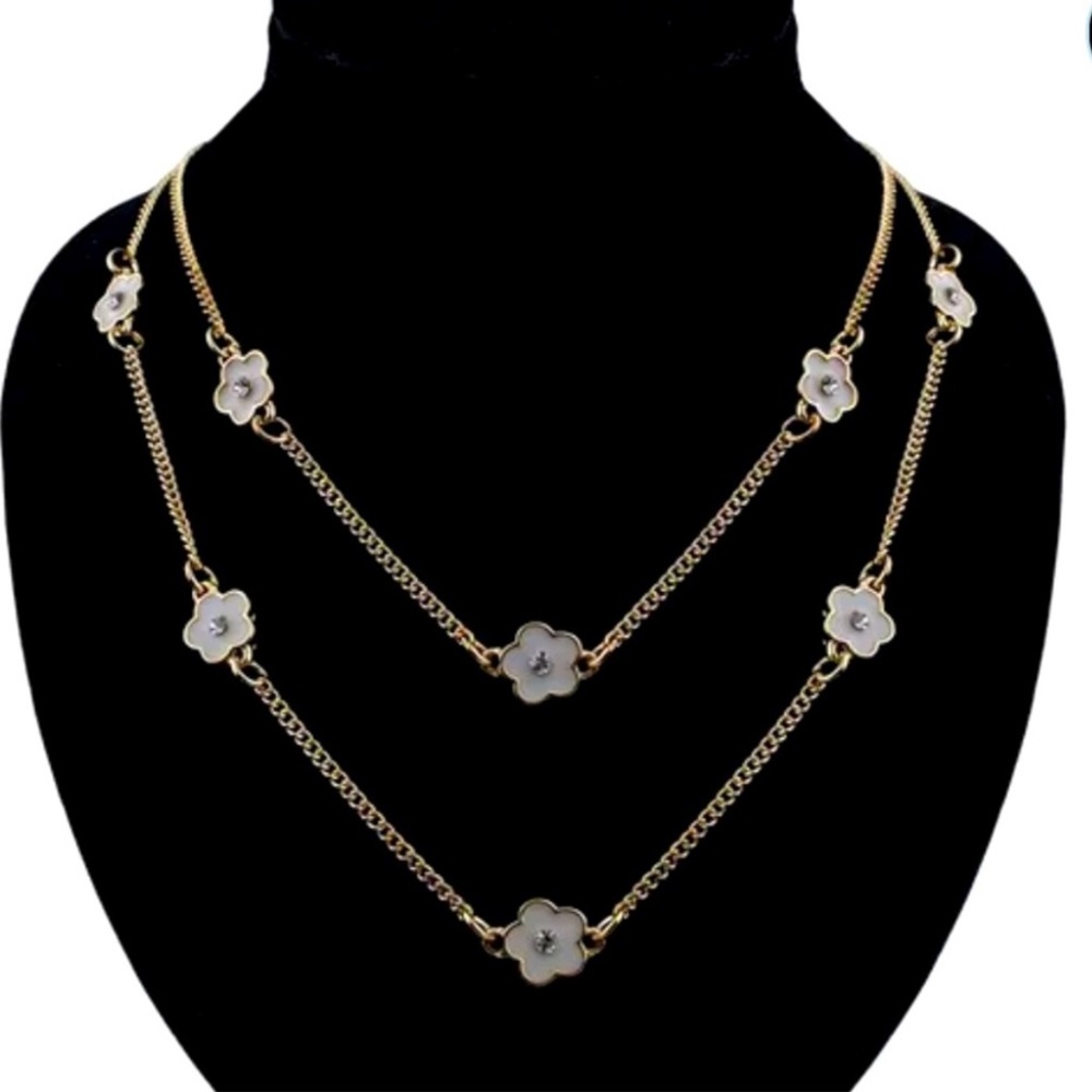 New Flower Shaped Charm Chain Necklace Double Chain
